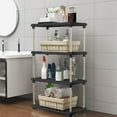 thumbnail image 1 of 4Tier Storage Shelves, Independent & Connectable Shelving Unit, Hollow Grid Mesh Rack, Sturdy Floor Shelf for Kitchen, Pantry, Closet, Multifunctional Storage, Easy Assemble Space-Saving, 16*31*9in, 1 of 7