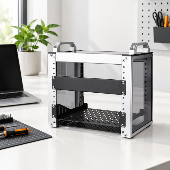 4U Aluminum Mini Server Rack, 10 Inch Width, 7.87 Inch Depth for Network and Audio Video