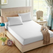 4U LIFE Single Fitted Bedding Sheet, Double Brushed Micofiber, Ultra Soft (White, Twin)