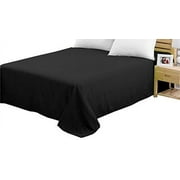 4U LIFE 4U'LIFE-Single Flat Sheet, Velvety Brushed Microfiber, Ultra Soft & Comfort, Queen, Black