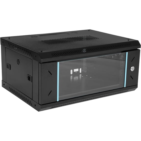 4U Network Server Data Cabinet Rack, 110lbs Wall Mount Network Server Cabinet Enclosure Rack with Locking Glass Door Side Panels
