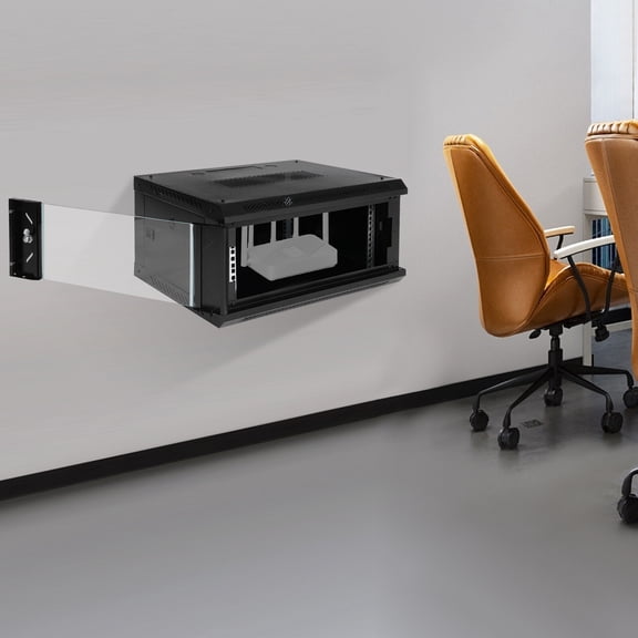4U Wall Mount Network Server Cabinet, Locking Glass Door, Removable Side Panels