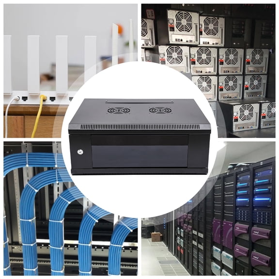4U Wall-Mount Server Cabinet Rack, Lockable Network Equipment Enclosure with Glass Door, 50kg Load Capacity, Space-Saving Wall-Mount for Switches, Routers, and Small Servers, Black