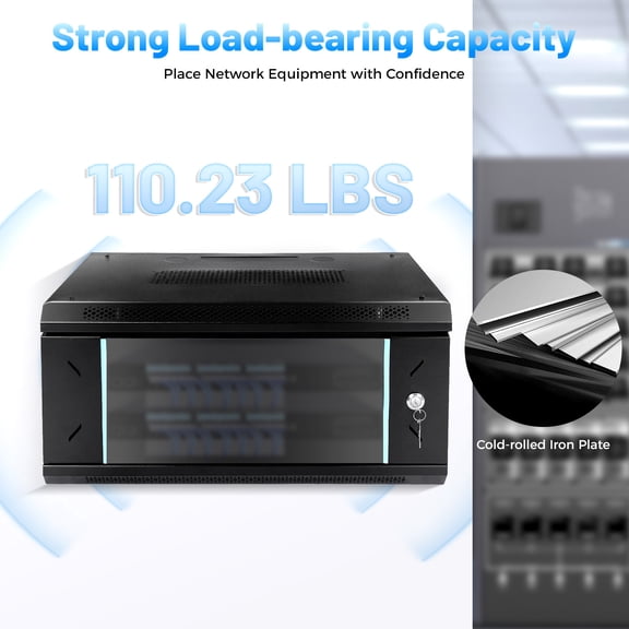 4U Wall-Mounted Network Equipment Storage Cabinet - Secure Lock, Space-Saving Design, Perfect for Small Offices & Public Places