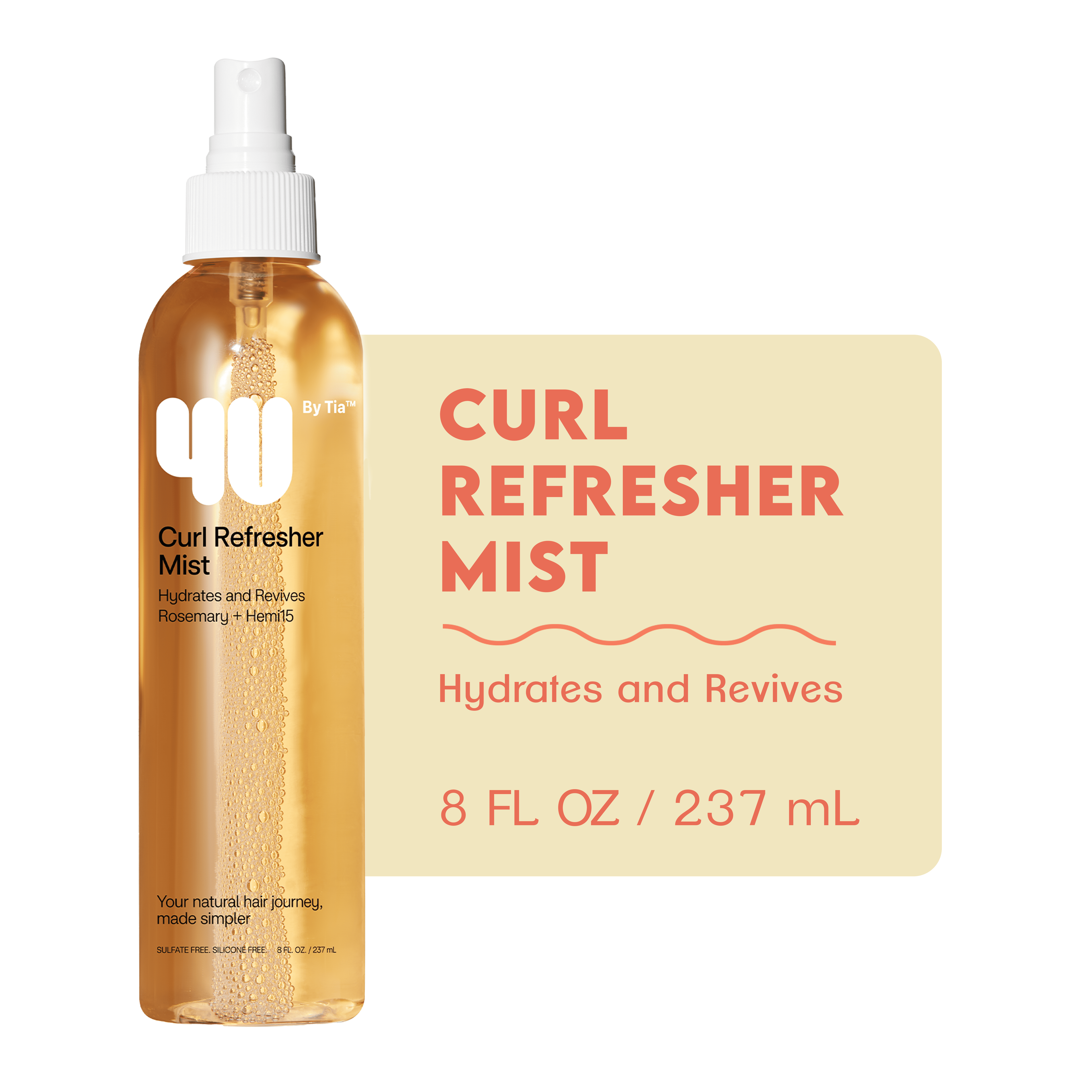 4U by Tia Curl Refresher Mist Hair Spray with Rosemary and Hemi15, 8 fl oz