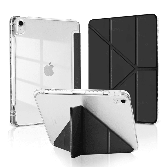 4UBonLife Origami Case for iPad A16 11th Gen  11 inch (2025) / iPad 10th Gen 10.9 inch (2022), Support Landscape/Portrait(Vertical) Mode, Black