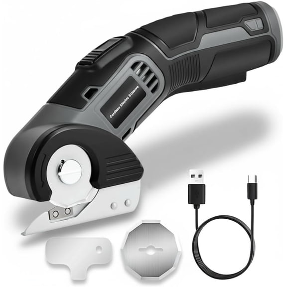 4V Cordless Electric , Lightweight Rotary  with 2  & USB , for Cardboard Fabric Leather Carpet Plastic Rope , Safety Lock for  DIY Craft Use