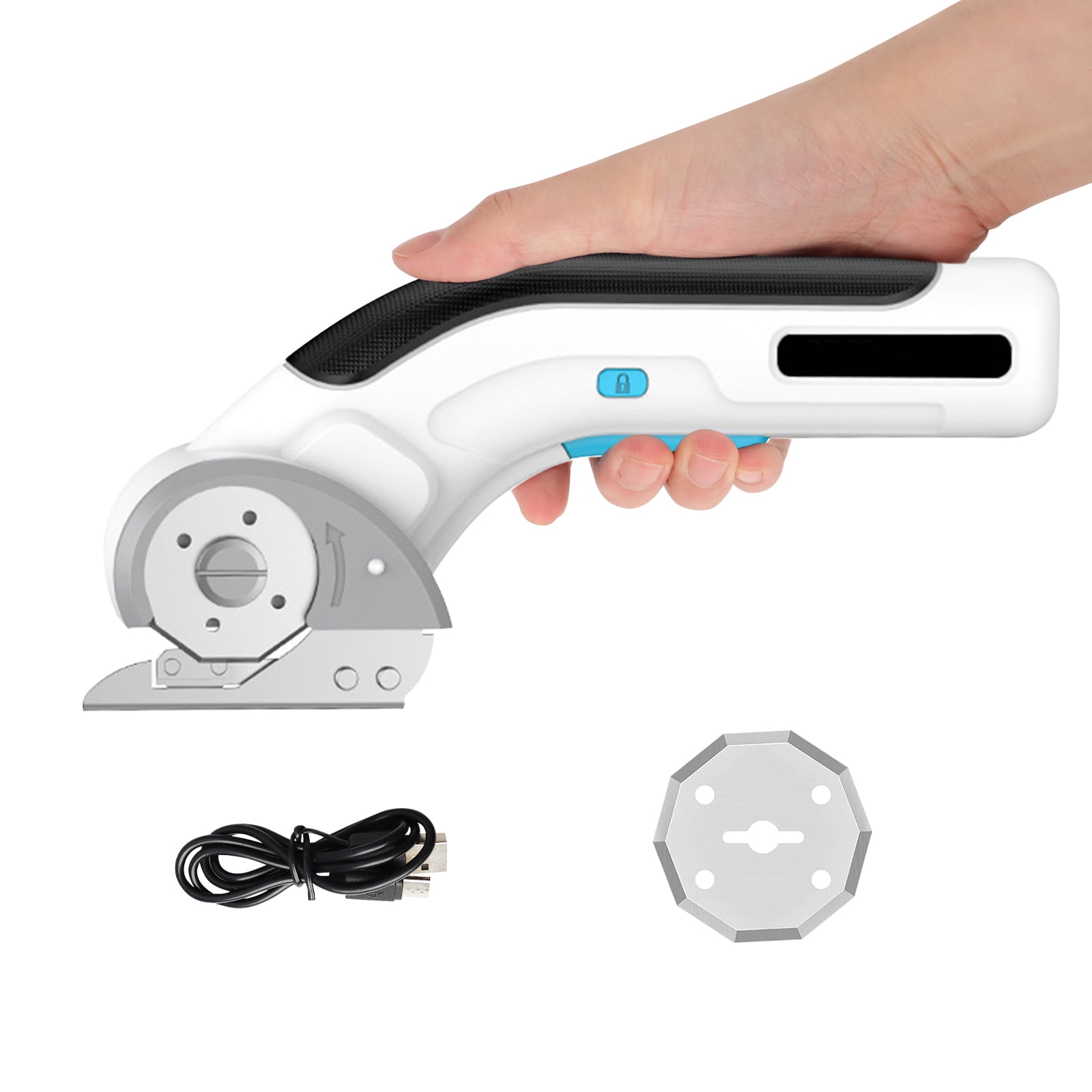 4V Cordless Electric Scissors with Replaceable Blade - Versatile Cutting for Cardboard/Plastic/Leather, Rechargeable via Type - C, Safe & Comfortable Grip