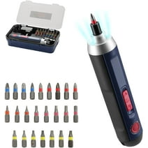 Dextra 4V Cordless Stick Screwdriver Kit with 24 Magnetic Bits & 4 Torques, LED Light and Storage Box