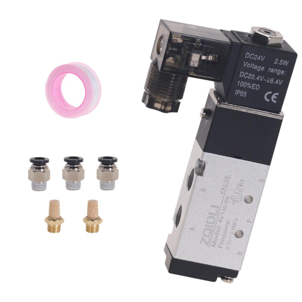 Produktbild von 4V110-06 5/2-Wege-Pneumatik-Magnetventil – 1/8 Zoll, DC24V/12V Oder AC110V, Mit 6mm Schlauchanschlüssen