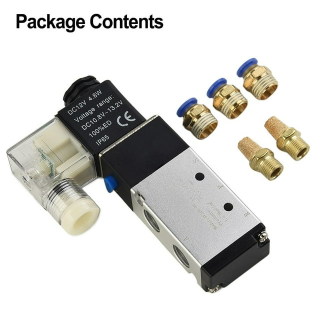 4V21008 Dc 12V Solenoid Pneumatic Valve 5 Port 2 Position & Connector
