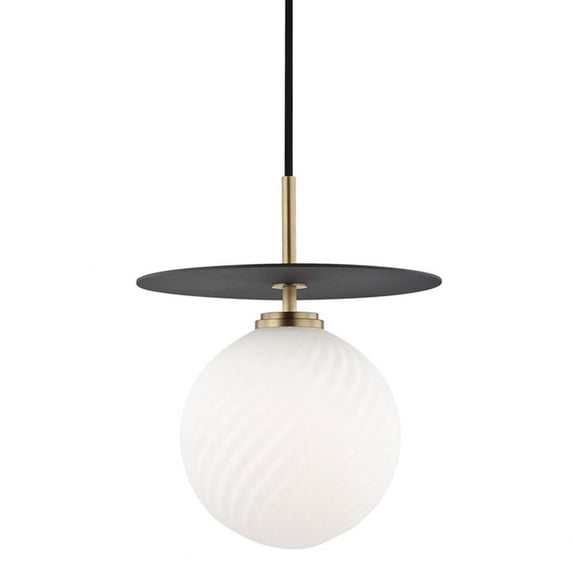 -4W 1 Led Large Pendant in Style-10.25 inches Wide By 12.5 inches High-Aged Brass Black Finish Bailey Street Home 735-Bel-2941732