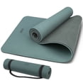 thumbnail image 1 of 4W 10mm Thick Yoga Mat- TPE Non-Slip Exercise Mats with Strap for Home Workout/Pilates for Women Men 72"×26"(Green + Grey), 1 of 7