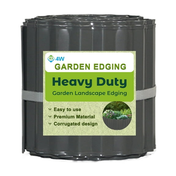 4W Galvanized Steel Landscape Edging Strip, Corrugated Garden Border, 6 in x 20 ft, Khaki Gray, for Flower Beds and Lawns