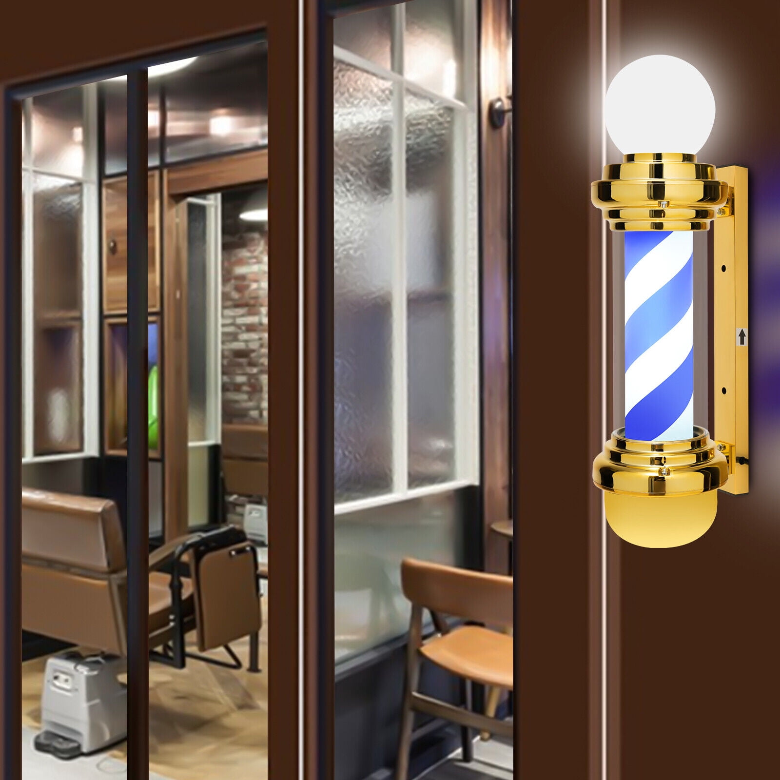 4W Barber Pole Rotating Light LED Barber Shop Stripes Wall Lamp Hair ...