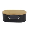 thumbnail image 1 of 4W Bread Box for Kitchen Counter with Bamboo Cutting Board Lid, Large Farmhouse Style Metal Bread Storage for Loaves, Dinner Rolls, Pastries (Black), 1 of 9