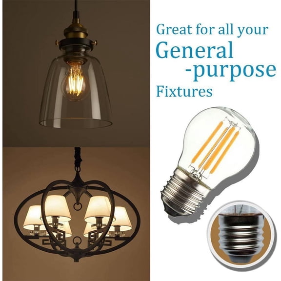 4W G45 G14 Dimmable Edison Style Antique LED Light Bulb(4 Pack)- LED Filament Bulb 40W Incandescent Equivalent 400LM 2700k Warm White Lamps for Home Pendant Antique Light Fixtures E26 120V