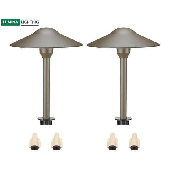 4W Landscape Pathway Lights (2-Pack) - Low Voltage Cast-Aluminum Outdoor Pathway Light and Area Light - 3000K 12V Waterproof - G4 LED 4W Bulb Lighting for Yard Garden Pathway (Bronze)