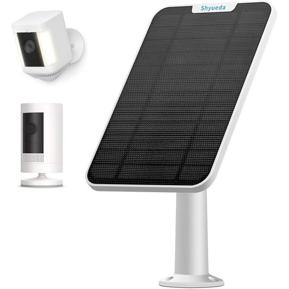 4W Solar Panel for Charging Compatible with Stick Up Cam 2nd and 3rd Gen and Spotlight Cam Battery, Features 3.5mm DC Plug, IP65 Weather Resistant, Includes Secure Wall Mount (White)(1)