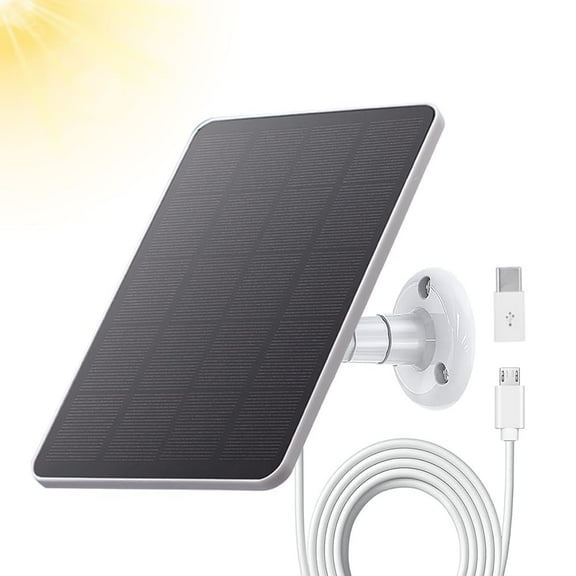 4W Solar Panel for Security Camera IP65 Waterproof 5V Solar Chargers with 9.8ft Cable Micro USB & Type-C Port Outdoor Solar Panel For Eufycam, Essential , XL Cameras
