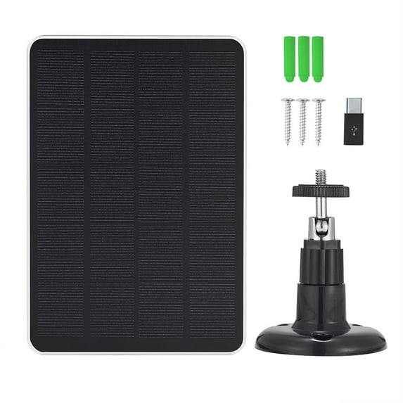 4W Solar Panel Set for Outdoor Wireless Security Camera, Ip65 Waterproof Solar Panel Continuously Power Usb Type C, Adjustable Security Wall Mount