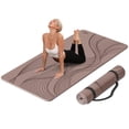 thumbnail image 1 of 4W Wide Yoga Mats, Extra Large 35" x 72" Pilates Matt, 10mm Thick Non Slip, TPE Tear-Resistant Exercise Mats for Home Workouts(Brown), 1 of 8
