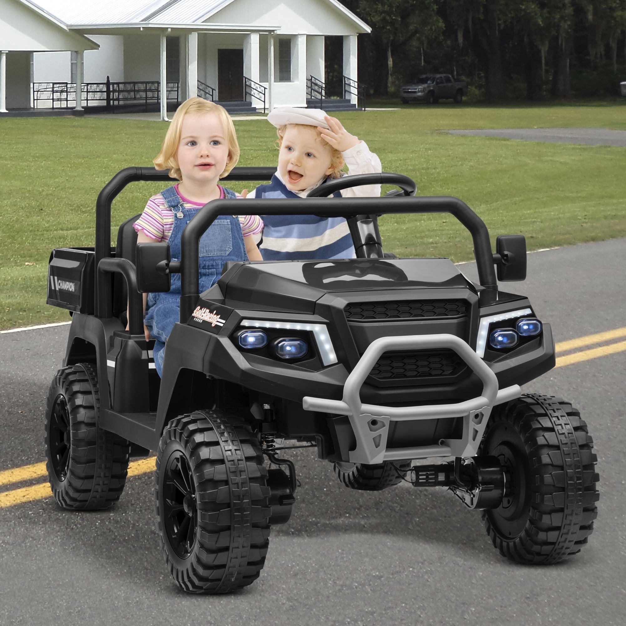 4WD 24 Volts Ride on Toys Truck with Parental Remote, 800W Motor 7AH Battery Powered Electric Vehicle for Kids, Outdoor Toys Gift, Black