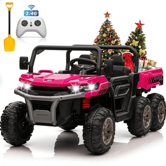 4WD 24 Volts Ride on Toys Truck with Parental Remote, 800W Motor 9AH Battery Powered Electric Vehicle for Kids, Outdoor Toys Gift, Pink