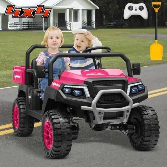 4WD 24 Volts Ride on Toys Truck with Parental Remote, 800W Motor 9AH Battery Powered Electric Vehicle for Kids, Outdoor Toys Gift, Pink