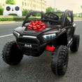 thumbnail image 1 of 4WD 24V Ride on Toys for Kids w/Parent Remote Control, 2 Seater 7AH Kids Battery Powered Vehicles, Bluetooth Spring Suspension, Storage for Gift, Black, 1 of 10