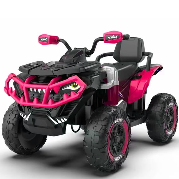 4WD ATV for Kids, 24 Volt Ride on Toys, Power Car Wheels with 2 XL Seater, EVA Tires, Remote, Knee Pad, Bluetooth, Pink