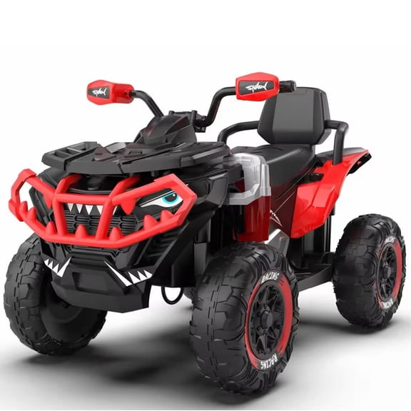 4WD ATV for Kids, 24 Volt Ride on Toys, Power Car Wheels with 2 XL Seater, EVA Tires, Remote, Knee Pad, Bluetooth, Red