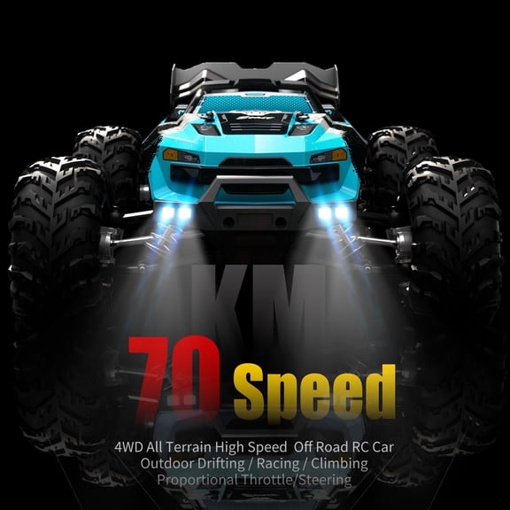 4WD Drive All Terrain RC Vehicle with 2 Batteries, 70KM/H High Speed, Full Scale Synchronous Control System, Proportional Throttle/Steering, Large Capacity Battery, Outdoor Drifting Racing Climbing