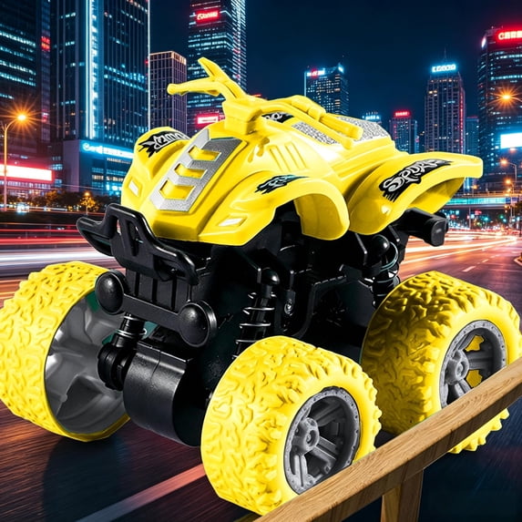 4WD Friction Inertia ATV Monster Truck Toy, Push & Go Off-Road Vehicle with Shock-Absorbing Springs, Large Anti-Slip Tires, Drop Resistant ABS Play Car Gift for Toddler Boys Girls Ages 3+