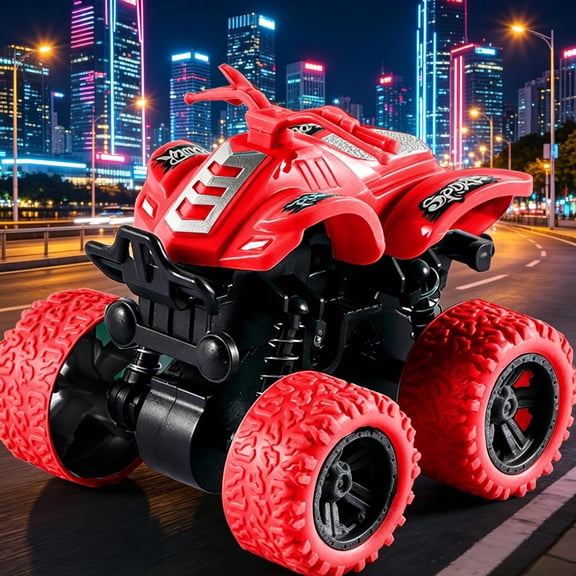 4WD Friction Inertia ATV Monster Truck Toy, Push & Go Off-Road Vehicle with Shock-Absorbing Springs, Large Anti-Slip Tires, Drop Resistant ABS Play Car Gift for Toddler Boys Girls Ages 3+