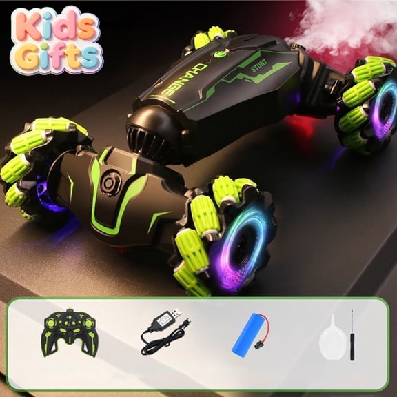 4WD Gesture & Remote Dual Control Twist RC Stunt Car,Double Sided 360 Flip Off Road with LED Wheel Lights&Water Smoke Spray,2.4G Rechargeable, Christmas Birthday Gift for Kids Boys Girls Ages 4-18