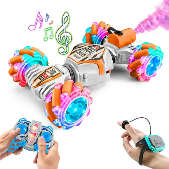 4WD Gesture Sensor RC Stunt Car Toys,Watch & Handle Dual Control Toys,Deformable Spray Light Toys,360° Rotation Tumbling Toys,Off-Road Climbing Flexible Toys,Holiday Birthday Surprise Gift Toys