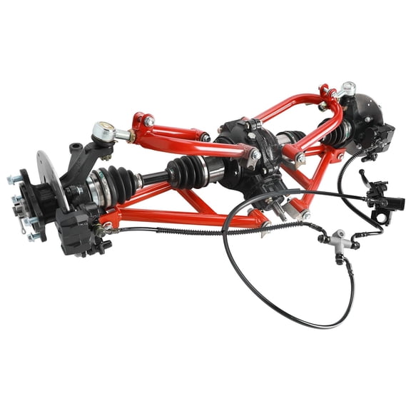 4WD Go Kart Rear Drive CV Axle Shaft Assembly, Differential Gearbox, Suspension Swingarm, Steering Spindles, Hubs, Brake Caliper for DIY Karting ATV UTV Quad Golf Cart Buggy Four Wheeler