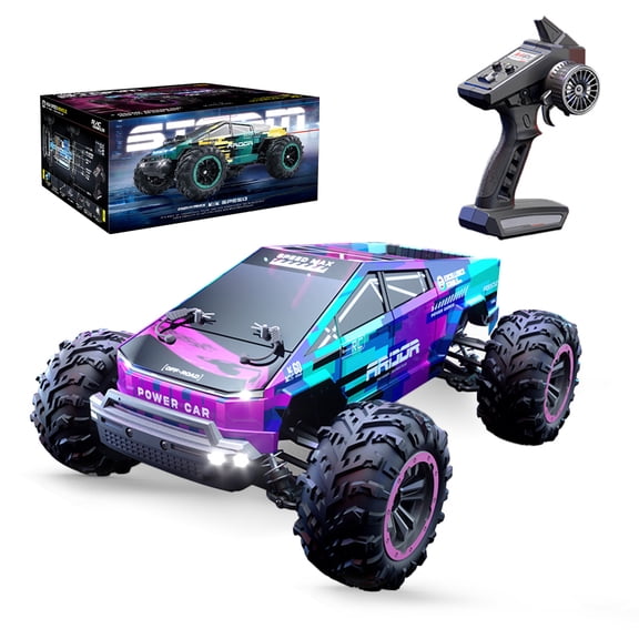 4WD High Speed RC Off Road Racing Car 2.4G Remote Control Electric Climbing Truck With LED Lights Powerful Motor All Terrain Vehicle Model For Adults Hobbyists - Purple
