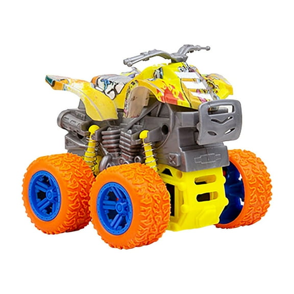 4WD Inertial Toddler Off-Road Toy Car - Pull-Back Vehicle with Box Packaging, Durable Kids’ Play Car for Indoor/Outdoor Fun, Ready-to-Gift,Yellow,3.5*3.5*3.7in