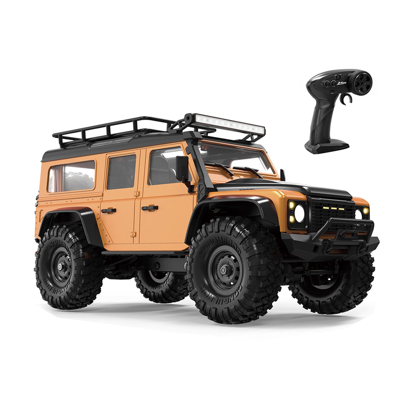 4WD Model Crawler Remote Control Truck 1/16 Scale Offroads Play Vehicle with LED Roof Light Adult Outdoor Competitive Toy
