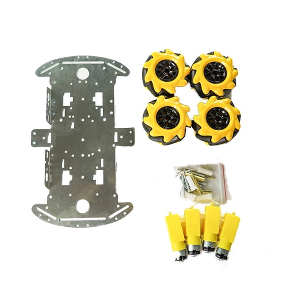 4WD Wheel Car Chassis Kit,Aluminum Alloy Metal Bending Plate Frame with for TT Motors for Arduino DIY Educational Robotics Projects (Silver)(A)