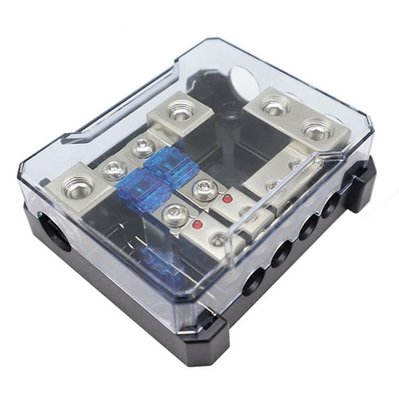 4Way Audio Fuse Holder Block With 60A Fuses For Car And Boat Stereo Systems Made From Zinc Alloy And Plastic Materials
