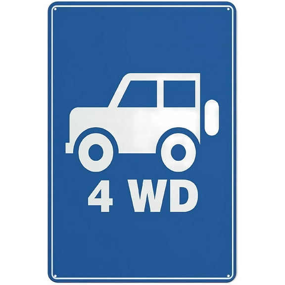 4Wd Sign 12 x 8 Inches - Rustproof Aluminum, Multicolor, Indoor Outdoor Home, Business, Off-Road Area, Driveway