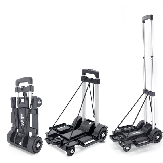 ZHJINGYU Folding Hand Truck 4-Wheel Aluminum Utility Cart, Black