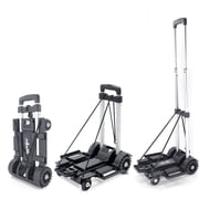 ZHJINGYU Folding Hand Truck 4-Wheel Aluminum Utility Cart, Black