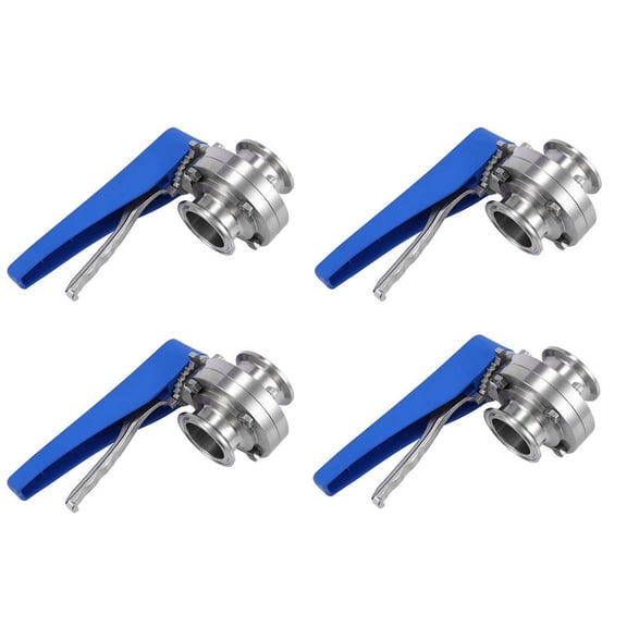 4X 1-1/2Inch 38mm Stainless Steel Sanitary 1.5 Inch Clamp Butterfly Valve Squeeze Trigger for Homebrew Dairy Product