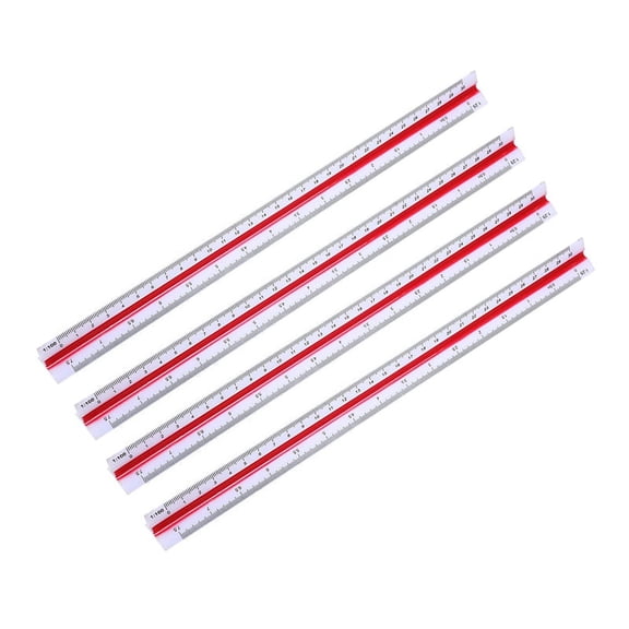 4X 1:20 1:25 1:50 1:75 1:100 1:125 Plastic Triangular Scale Ruler,4 x Scale Ruler,As shown