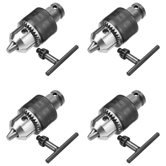 4X 1.5-10mm 1/16 Inch - 3/8 Inch Capacity Key Drill Chuck Wrench Converter 1/2 Inch Socket Square Female Adapter