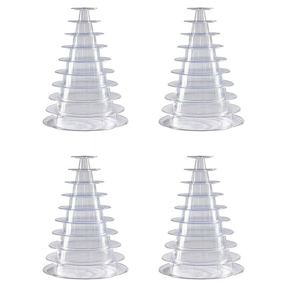 4X 10 Tier Cupcake Holder Stand Round Macaron Tower Stand Clear Cake Display Rack for Wedding Birthday